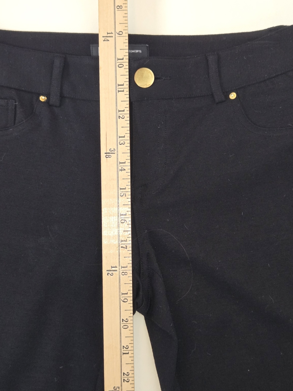 INC International Concepts Black Ponte Skinny Pants with Gold Logo Womens Size 4 - Picture 8 of 12